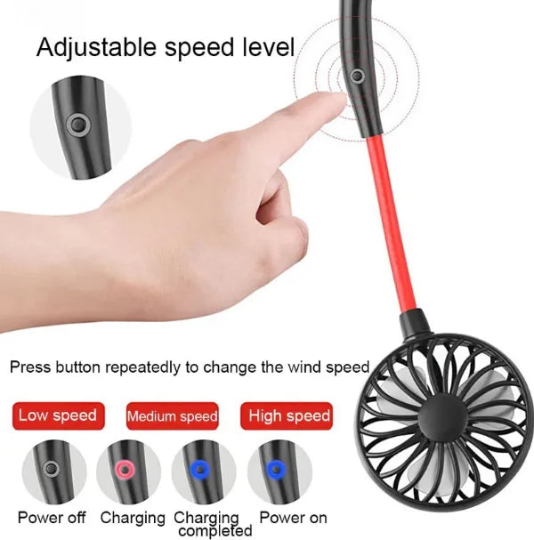 Hanging Neck Fan Dual Rechargeable Cooling