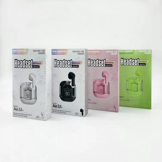 Air 31 Wireless Transparent Earbuds With Free Protective case