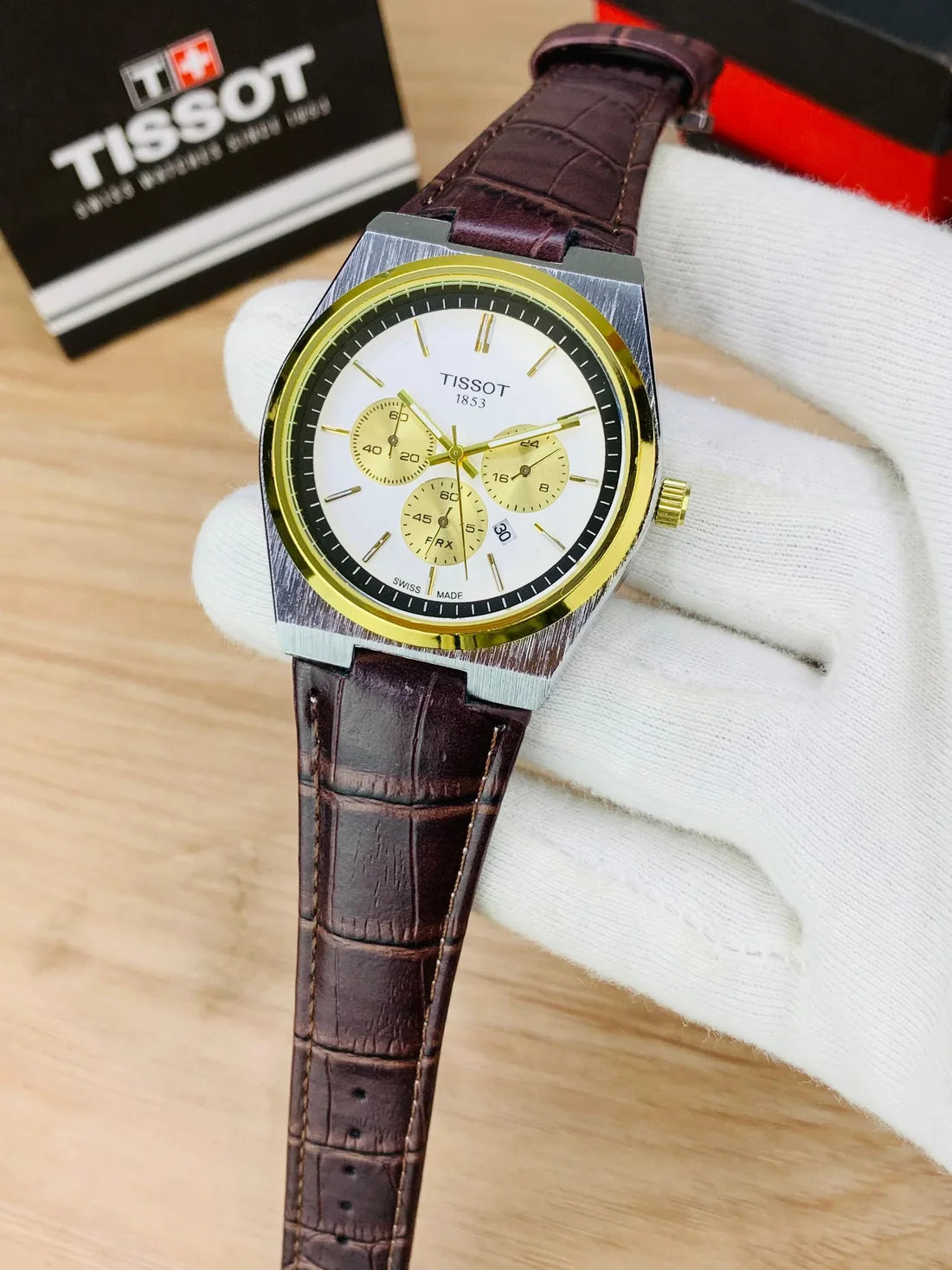 Tissot PRX Chronograph Style Watch - 4 Dail Variants Leather Strap Gift Box